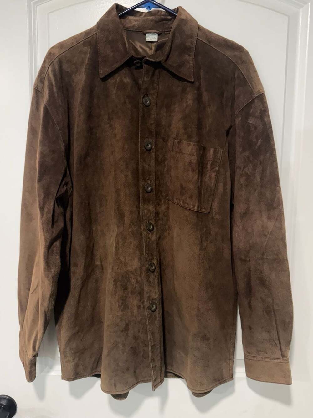 Vintage Brown Suede Leather Overshirt Jacket 90s Western Workwear Men’s Medium